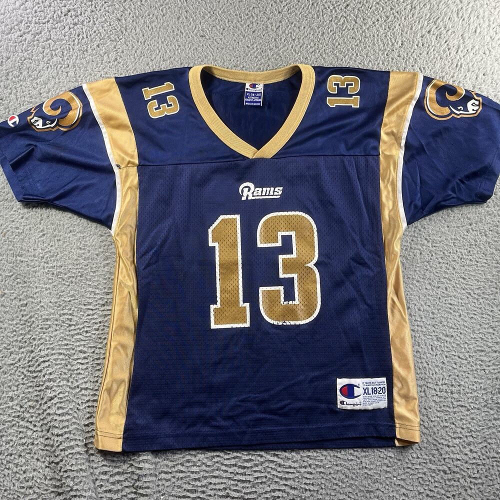 VTG Champion Kurt Warner St Louis Rams Jersey Youth XL 18-20 Blue Football 13